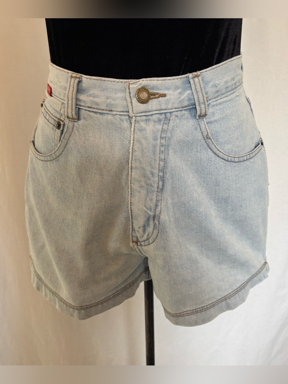 Light Wash High Rise Denim Shorts Vintage Esprit Minimalist 90s Casual